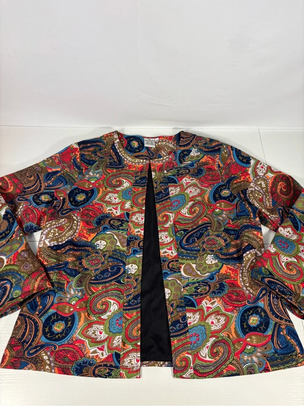 Parsley & Sage Paisley Cotton Open Front Jacket Boho Artsy Colorful XL